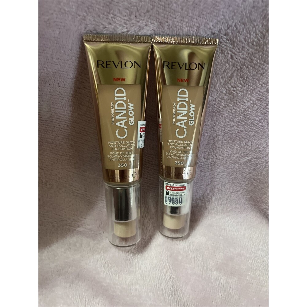 (B1) (2)Revlon PhotoReady Candid Glow Moisture Glow Foundation #350 Natural Tan